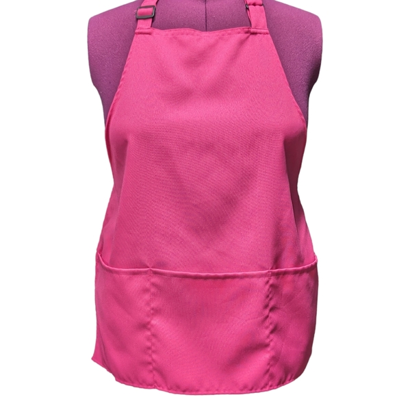 Pink Classic Short Apron Soft Fabric with Three Large Pockets - Picture 4 of 5